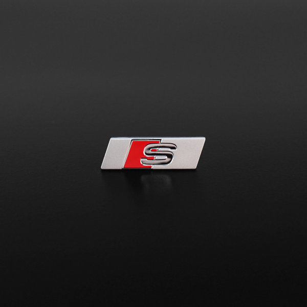 Audi S SLine Schriftzug Logo Emblem selbstklebend 9x30mm rot chrom