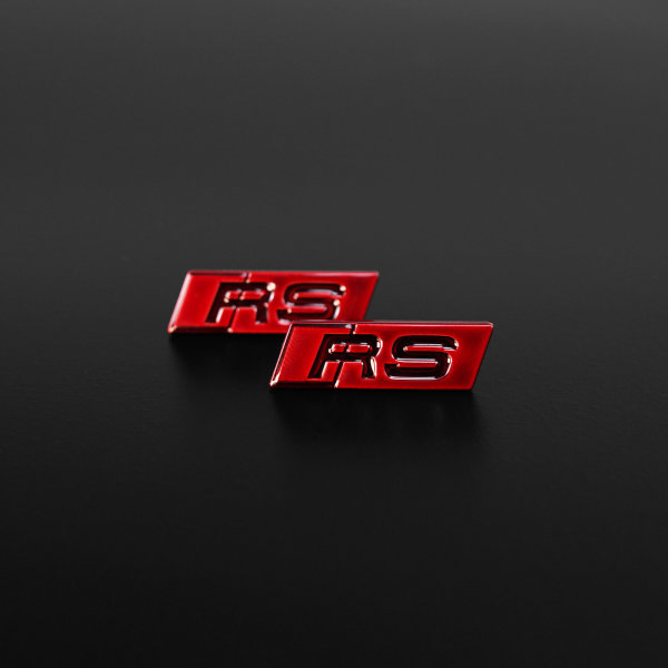 Audi RS Schriftzug 2x Logo Emblem selbstklebend 9x30mm rot RS3 RS4 RS5 RS6 RS7