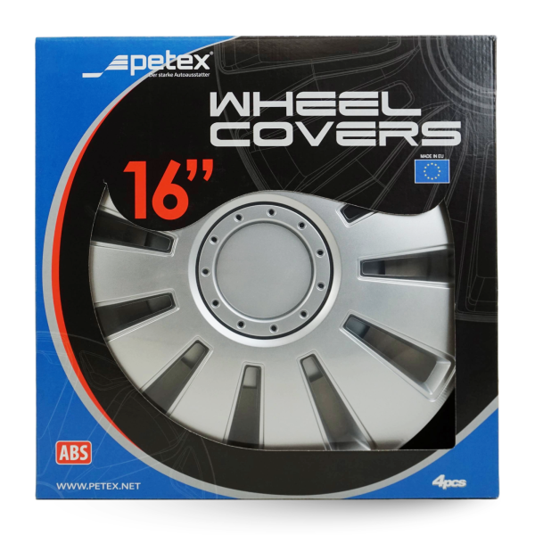 4x Radzierblende 16 Zoll ABS Silber 2-fach Lackiert PETEX  Silverstone Neu