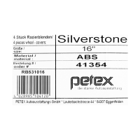4x Radzierblende 16 Zoll ABS Silber 2-fach Lackiert PETEX  Silverstone Neu