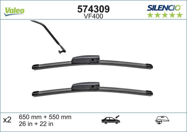 Valeo Scheibenwischer Set Frontscheibe 574309 Wischerblatt