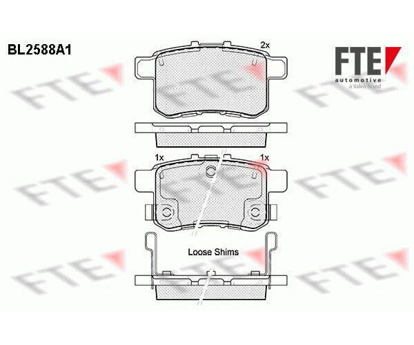 FTE Bremsbelagsatz Scheibenbremse Hinterachse für Honda  BL2588A1
