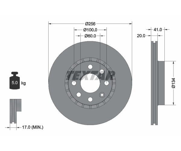 2x TEXTAR Bremsscheibe PRO Vorderachse Ø 256mm für OPEL