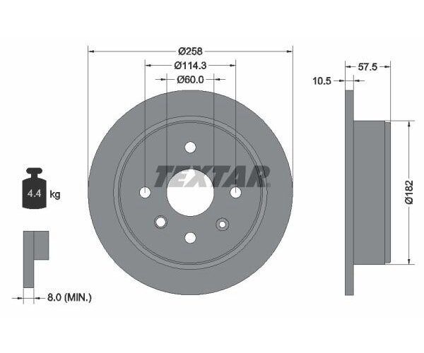 2x TEXTAR Bremsscheibe Hinterachse Ø 258mm für Chevrolet Daewoo 92163000