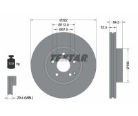 1x TEXTAR Bremsscheibe PRO Vorderachse Ø 322mm...