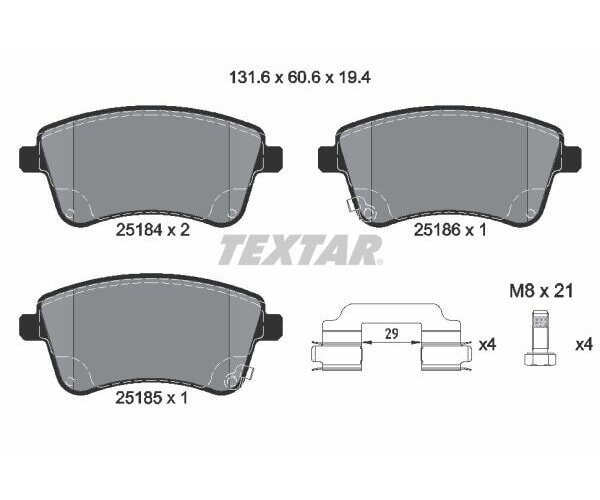 TEXTAR brake pad set for disc brakes Q+ 2518401