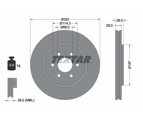 1x TEXTAR Bremsscheibe PRO+ Ø320mm VORDERACHSE FÜR NISSAN NP300 PATHFINDER