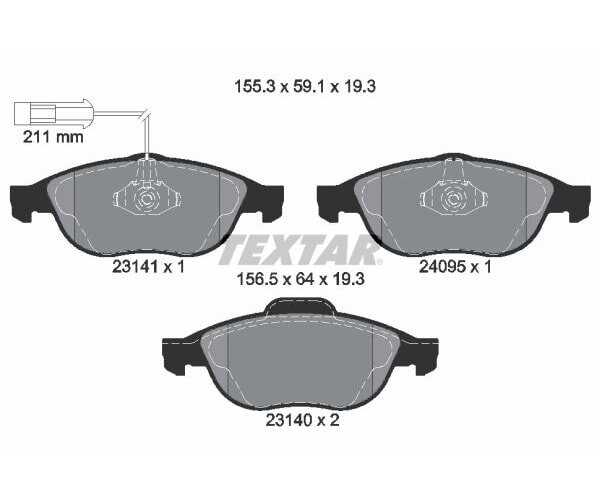 TEXTAR Bremsbelagsatz Scheibenbremse Vorderachse für Alfa Romeo 2314101