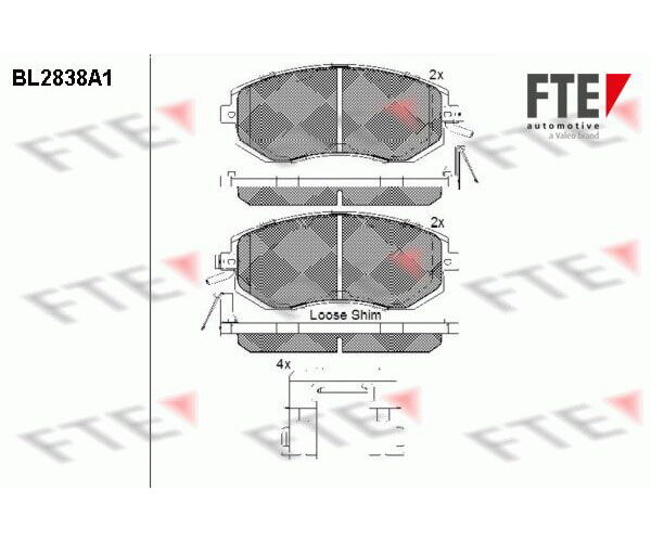 FTE Bremsbelagsatz Scheibenbremse Vorderachse für Subaru Toyota BL2838A1