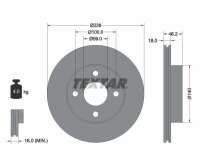 2x TEXTAR Bremsscheibe Ø238mm vorne für Nissan Micra K11
