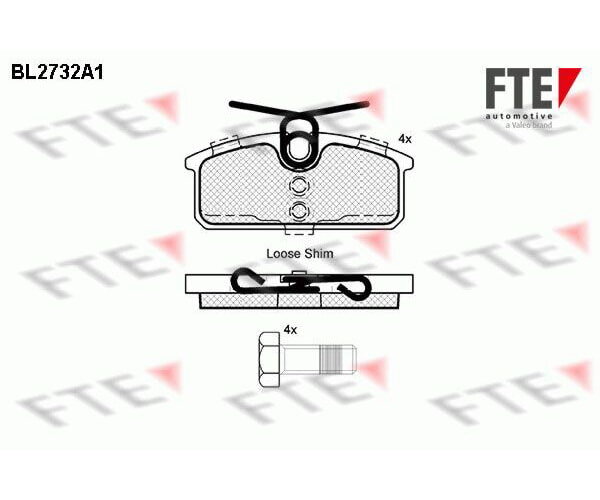 FTE Bremsbelagsatz Scheibenbremse Hinterachse für Renault BL2732A1