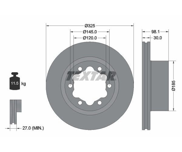 1x TEXTAR Bremsscheibe Ø 325mm für VW MAN 92305803