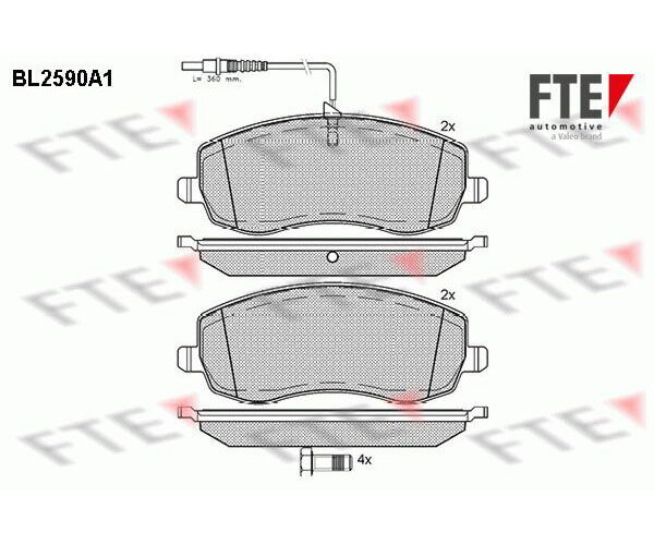 FTE Bremsbelagsatz Bremsbeläge Vorne für C8 ULYSSE PEUGEOT 807 2.0D 2.2D 03.06- FIAT