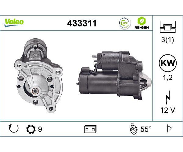 VALEO Starter Anlasser für Citroen Peugeot PSA 12V 1,2kW 433311