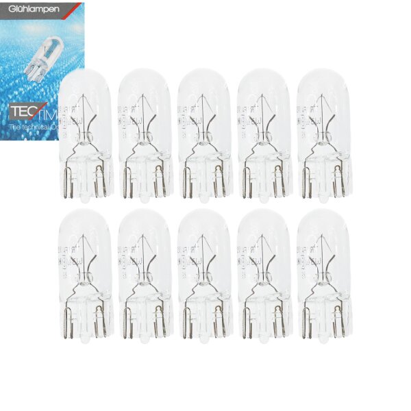 10x Glühlampe W3W 12V 3W W2,1 x 5,9d Leuchtmittel Birne Autolampe TEC400014