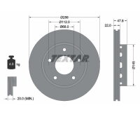 2x TEXTAR PRO Brake Discs for Rear Axle, Ø 256 mm,...