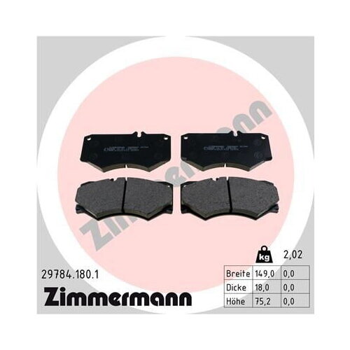 ZIMMERMANN Bremsbelagsatz Scheibenbremse 29784.180.1