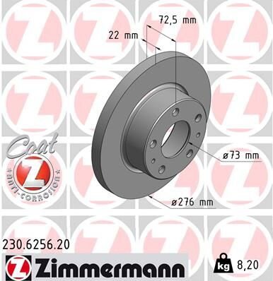 2x ZIMMERMANN Bremsscheibe COAT Z Ø276mm VORDERACHSE für IVECO DAILY 3 ALJAV1A1
