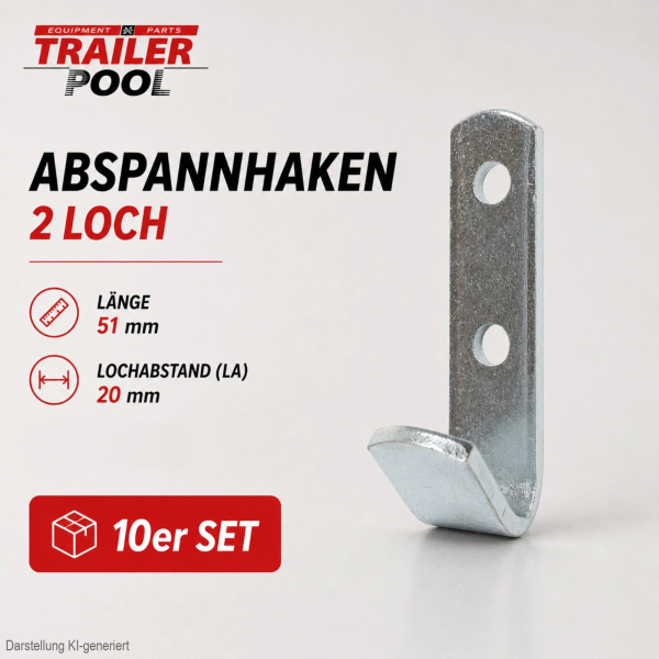 TRAILER POOL Planenhaken 70x20x1,5mm verzinkt 10er Stück