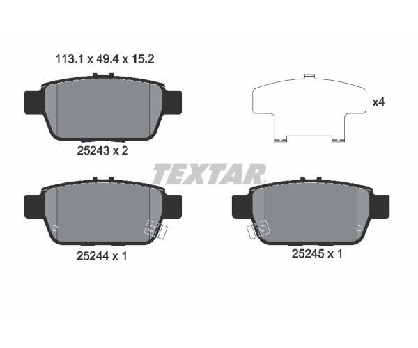Bremsbeläge hinten für Honda Ridgeline YK1 TEXTAR 2524301 Bremsklötze Bremse