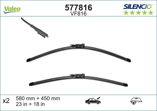 Scheibenwischer VALEO Silencio VF816 Jaguar XJ X351 vorne 580/450 mm 2 Stück