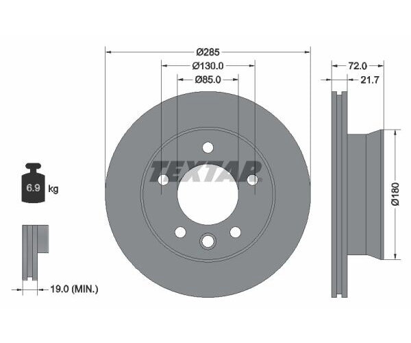 2x TEXTAR Bremsscheibe Vorderachse 285mm 93127800