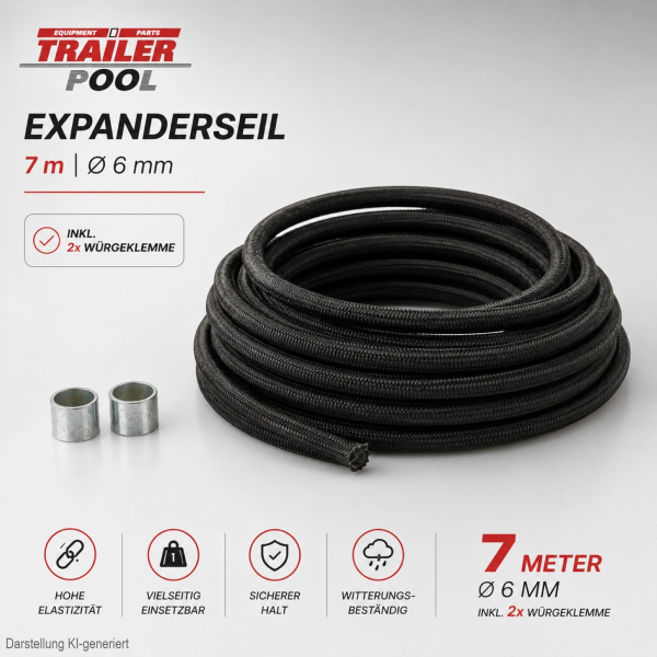 Anhängerseil Expander Seil Durchmesser 6mm 4 Meter Planenseil Bungee