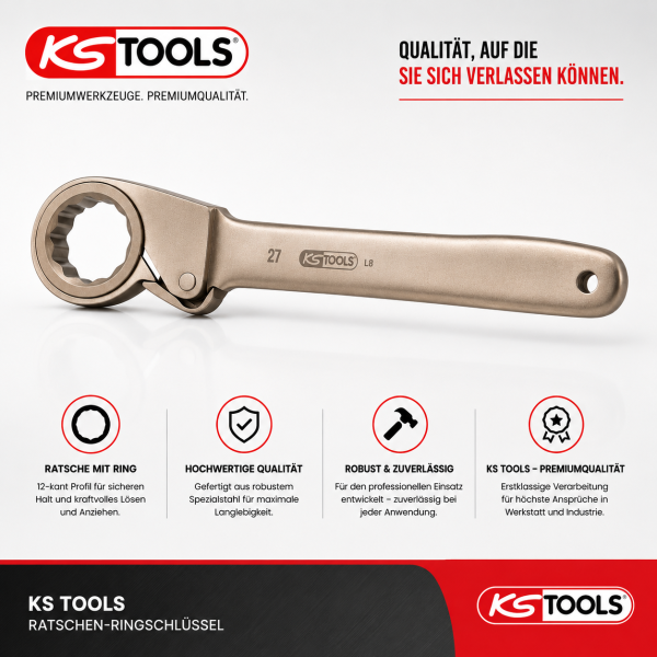 BERYLLIUMplus Zahnradknarre 36 mm 12-Kant funkenfrei KS TOOLS 962.0136