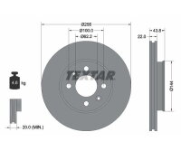 2x TEXTAR PRO front brake rotors, 256 mm diameter, for KIA RIO (4th generation)
