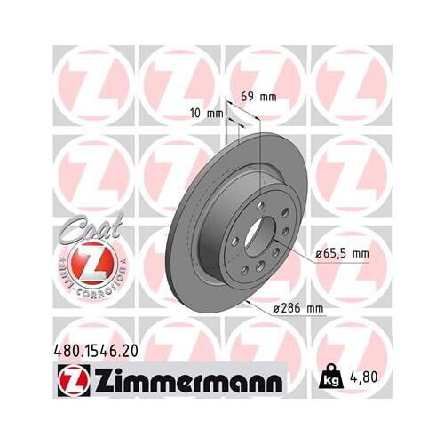 2x ZIMMERMANN rear axle brake disc Ø 286 mm for Saab 480.1546.20