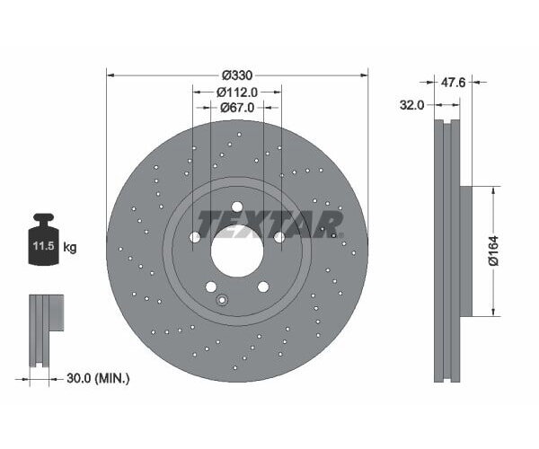 1x TEXTAR Bremsscheibe Vorderachse Ø 330mm für Mercedes E-Klasse W211 S211