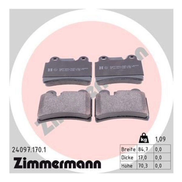 ZIMMERMANN Bremsbelagsatz VW Touareg 1 7LA 7LA 7L7 Bremse Bremsklötze hinten