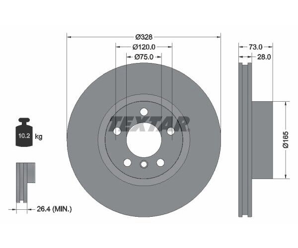 1x TEXTAR brake disc, front axle, Ø 328 mm, for BMW 92257105