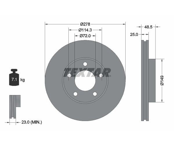 2x TEXTAR Bremsscheibe PRO Vorderachse 278mm