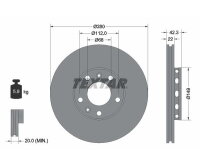2x TEXTAR Rear Brake Discs, 280 mm