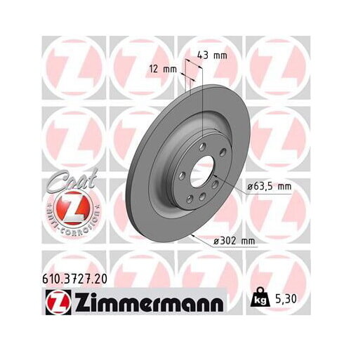 2x ZIMMERMANN Bremsscheibe COAT Z Ø302mm Hinterachse für VOLVO 246 XC60 227 235 S90 V90