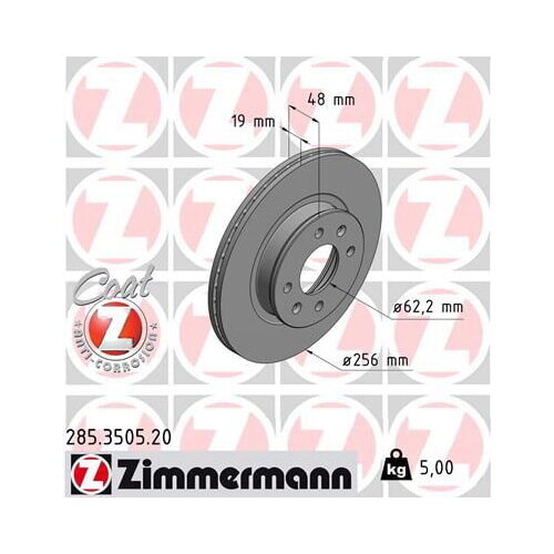 2x ZIMMERMANN Bremsscheibe COAT Z Vorderachse 256mm