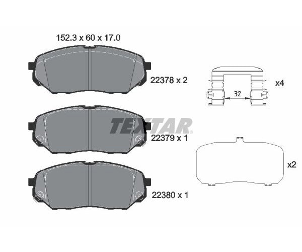 TEXTAR Bremsbelagsatz Bremsbeläge Q+ VORDERACHSE für HYUNDAI SANTA KIA SORENTO 2