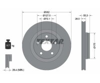1x TEXTAR Bremsscheibe PRO Vorderachse Ø 332mm für JEEP