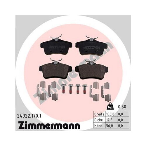 ZIMMERMANN Bremsbelagsatz Bremsbeläge Hinterachse für CITROËN DS PEUGEOT