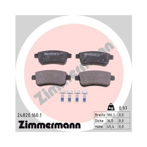 ZIMMERMANN Bremsbelagsatz Bremsbeläge Hinterachse für RENAULT MEGANE FLUENCE