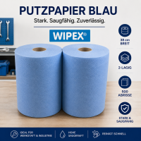Putzpapier blau Putztuchrollen 2 Lagig 38,0x36,0cm...