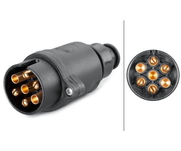 HELLA 8JA 001 930-003 Stecker 12V 7-polig - Stecker: Schraubkontakt - schwarz