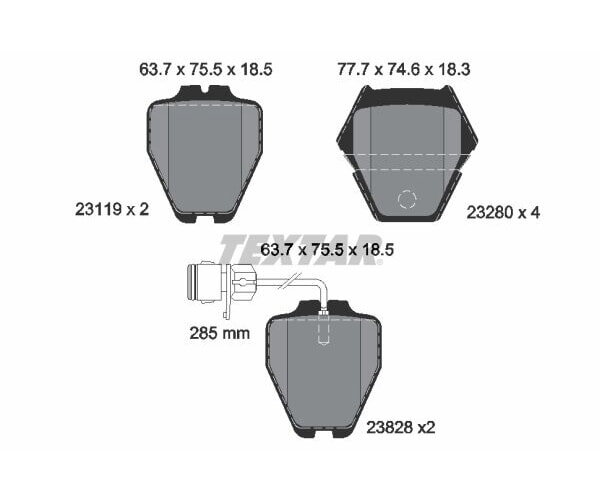 TEXTAR Bremsbelagsatz Bremsbeläge VORDERACHSE für Audi 100 A4 A6 A8
