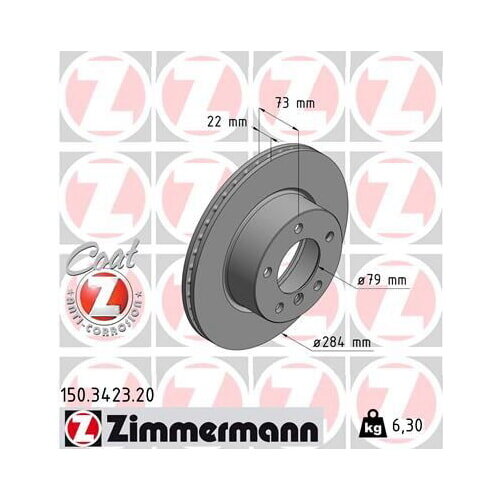 2x ZIMMERMANN Bremsscheibe COAT Z Vorderachse Ø 284mm für BMW 150.3423.20