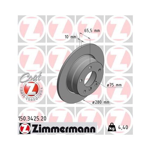 2x ZIMMERMANN Rear Brake Disc, Ø 280 mm, for BMW 150.3425.20