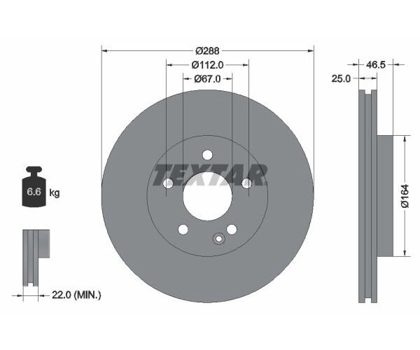 2x TEXTAR Bremsscheibe PRO+ Vorne für MERCEDES SLK KLASSE CLK W210 S210