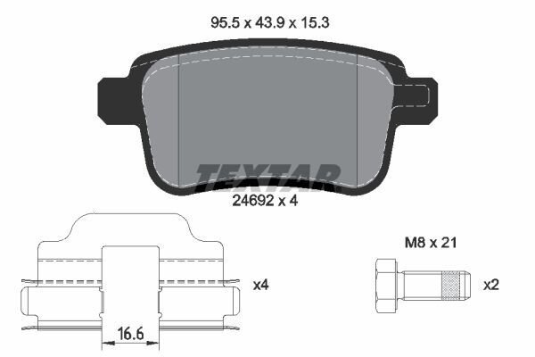 Bremsbeläge hinten für Renault Kangoo KW FW TEXTAR 2469201 Bremsbelagsatz