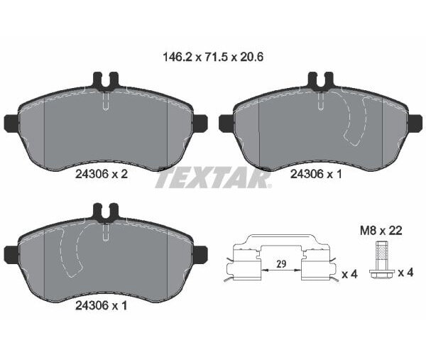 Bremsbeläge Q+ VORNE für MERCEDES C KLASSE W204 S204 TEXTAR