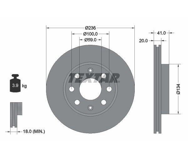 2x TEXTAR Bremsscheibe PRO Vorderachse 236mm